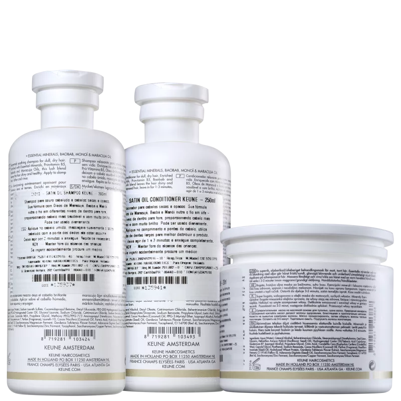 Kit Keune Care Satin Oil Tratamento Profundo - Shampoo, condicionador e Máscara