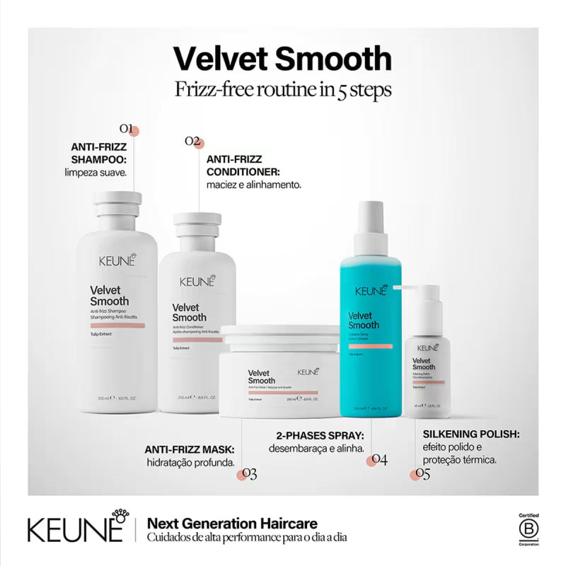 Kit Keune Velvet Smooth - Alinhamento e Maciez (2 Produtos) + Escova couro cabeludo brinde