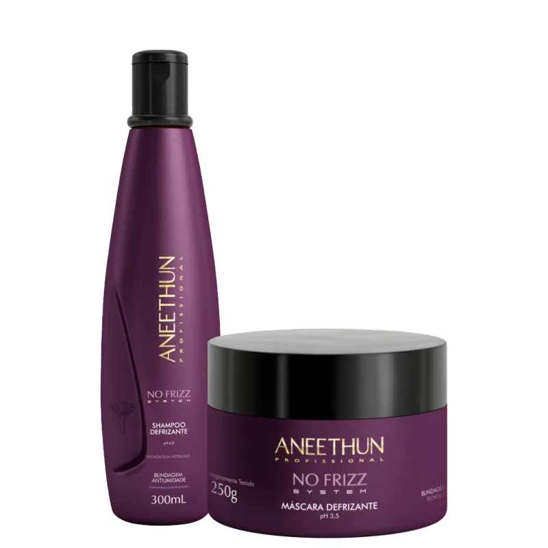 Kit Aneethun No Frizz Shampoo e Máscara Defrizante