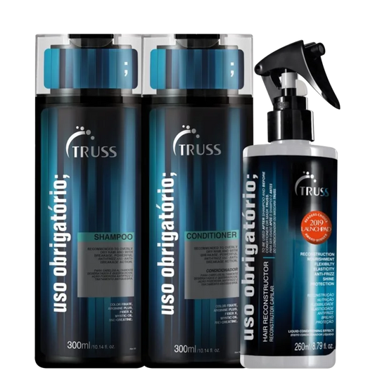 Kit Truss Uso Obrigatório Ação Antifrizz - Shampoo, condicionador e finalizador