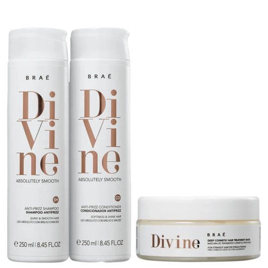 Kit Braé Divine (3 Produtos) – Shampoo, Condicionador e Máscara